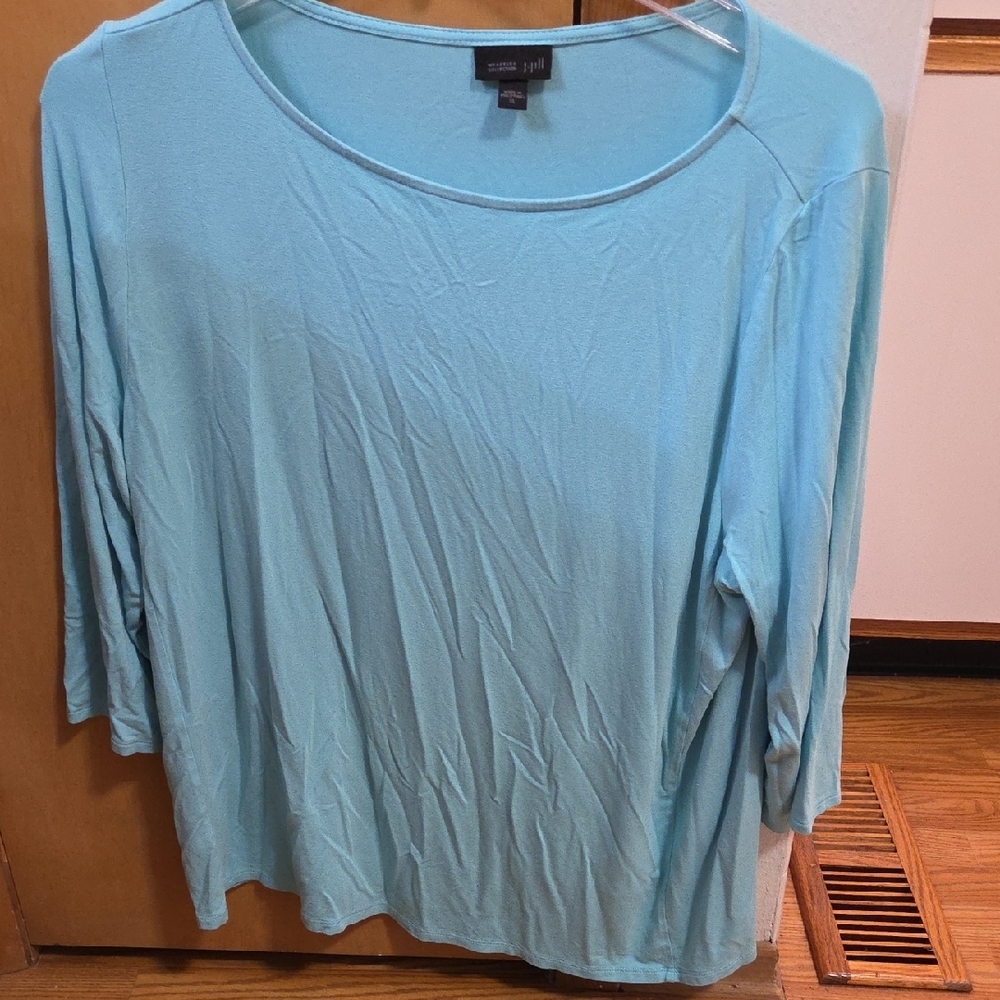 J. Jill Light Blue Wearever Collection Xl Long Sleeve Top